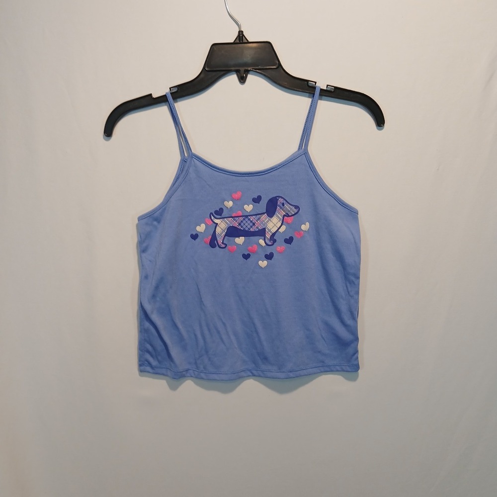 Total Girl Blue Dog Graphic Camisole Tank Top Flame Resistant Girls L 10/12